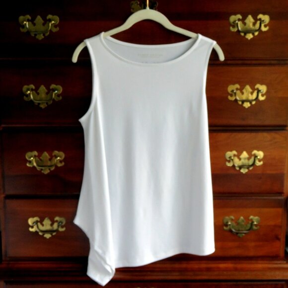 NWOT Susan Graver XXS Modern Essential Sleeveless Hi Low Liquid Knit White Tank - Picture 16 of 16